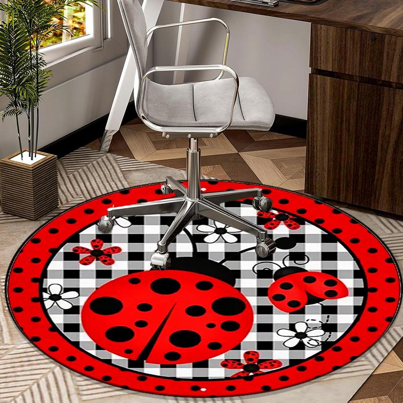 

Ladybug And Sunflowers round carpet Chair cushion Round Entryway Rug, Soft Round Rugs for Living Room, Bedroom, Circle Carpet decor gifts Diameter 60cm