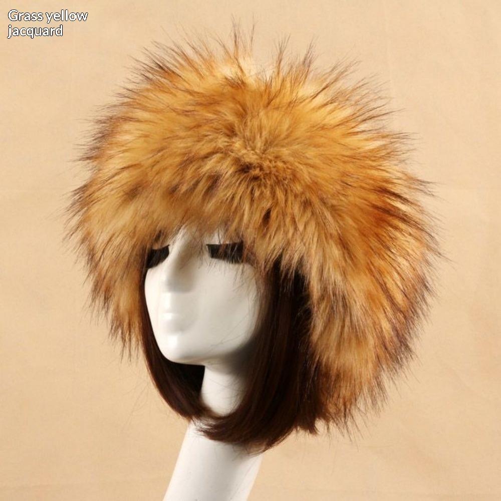 Women's Hat Faux Fox Fur Headband Hat Autumn and Winter Warm Headband Hat Plush Open Top Hat