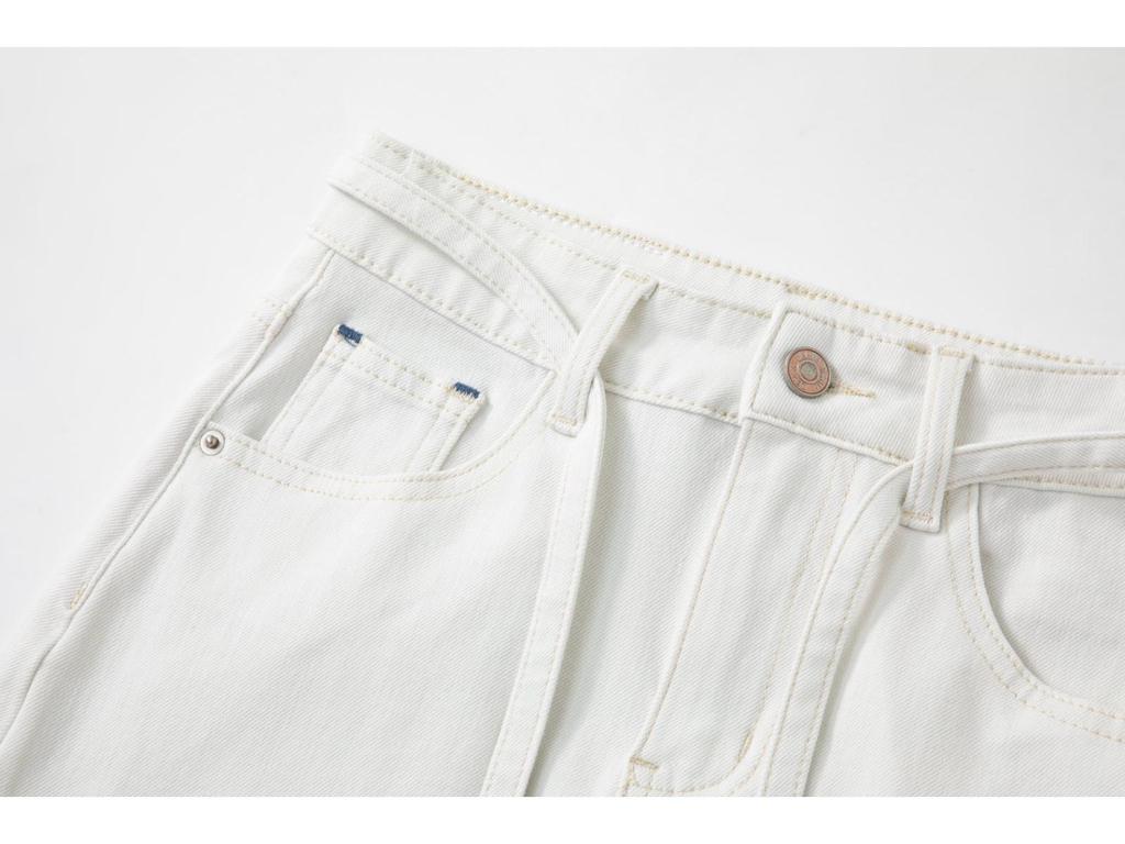 Hong Kong Style Tencel Stretch Back-Slit Denim Midi Skirt - High-Waisted, Tie-Up, Slimming & Versatile for Women (Spring 2026)