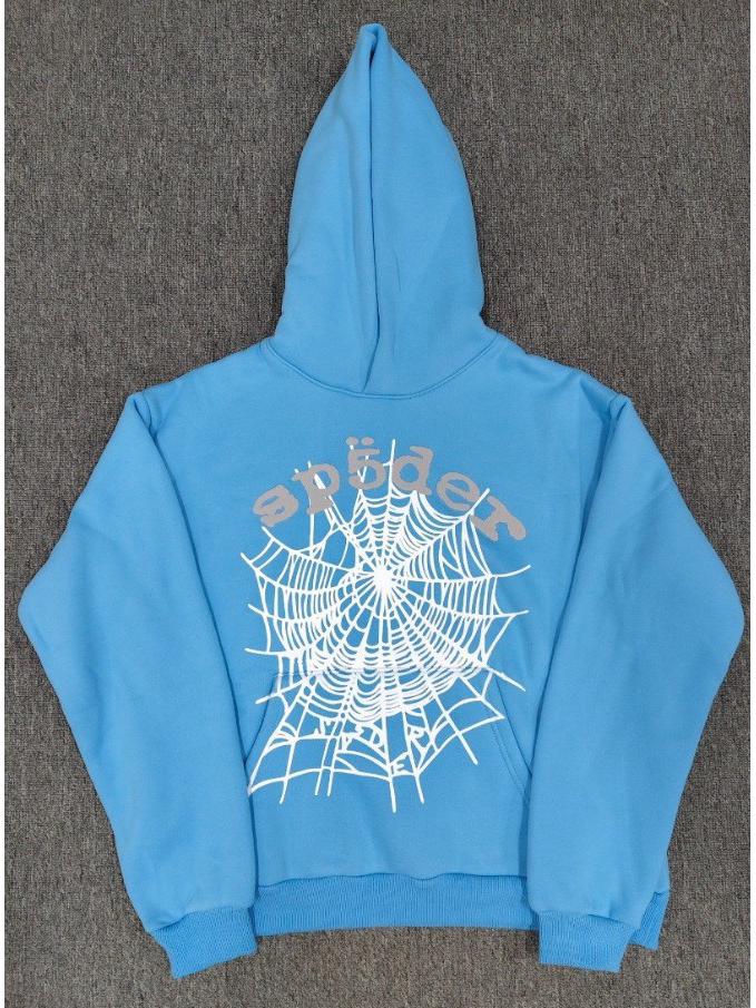 Hanorac Bărbătesc Greu cu Imprimeu Pânză de Păianjen - Trendy, Croială Largă cu Plus de Catifea