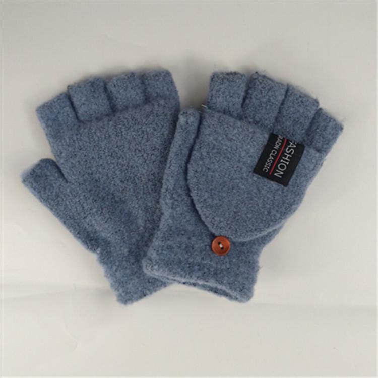 Korean Style Winter Fingerless Woolen Flip-Top Gloves for Outdoor Cycling and Writing