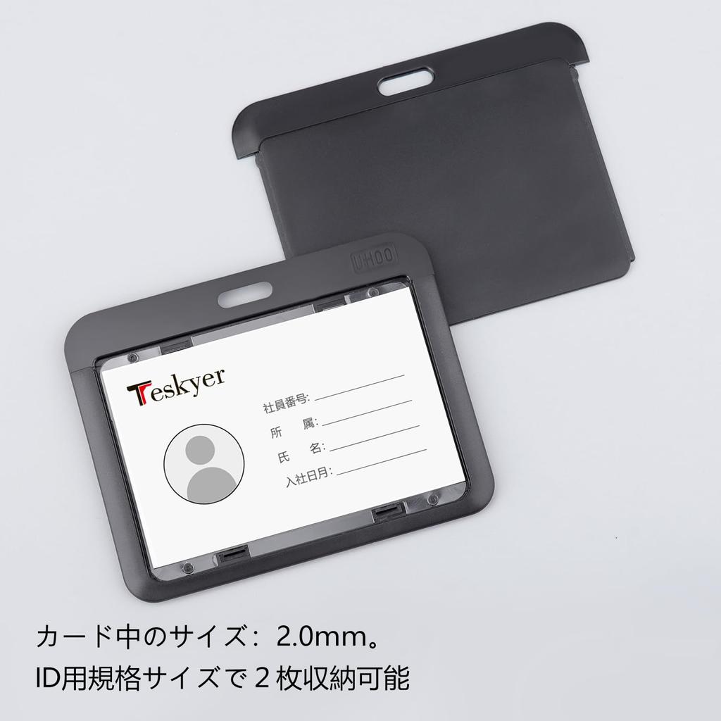 Teskyer ID Card Holder with Retractable Safety Employee ID Neck Name Black Reel, Buckle, Detachable, Case, Strap, Retractable, Holder, Hard, Rotating,