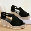 Large Size Sandals 2025 Summer New Wedge Heel Heightening Fashion Buckle Fish Mouth Amazon Outer Sandals
