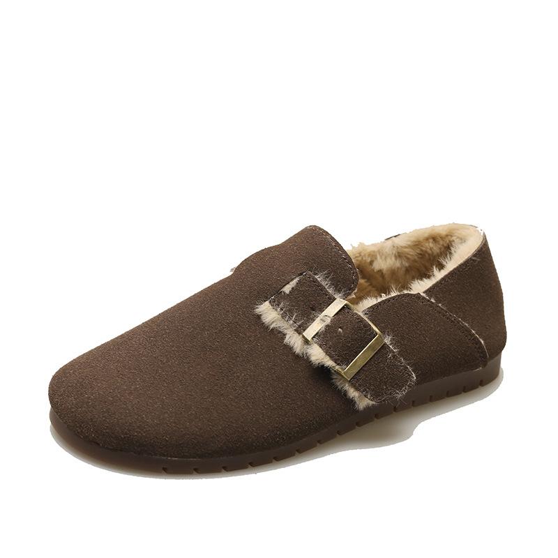 Fleece Shoes, Women's Flat Shoes, Retro Soft-soled Cotton Shoes