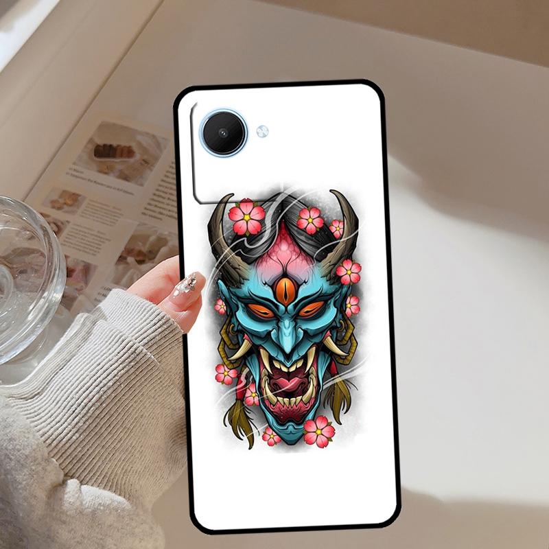 Japanese Oni Hannya Demon Mask For Realme 13 12 10 11 14 Pro Plus GT 6T 6 5 GT7 Pro C61 C55 C53 C51 C21Y C25S C75 C67 Case
