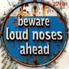 Vintage Caution Noise Ahead Blue White Metal Tin Sign Garage Wall Decor