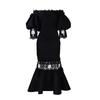 Women's fashion temperament lace off-the-shoulder fishtail party sexy party dress dress