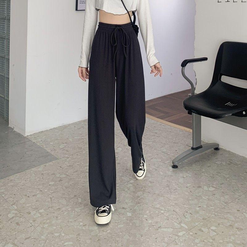 Large Size Wide Leg Pants for Women in Summer High Waisted Straight Leg Loose Fit Sporty and Casual with a Hanging Feeling and Floor Length Pants