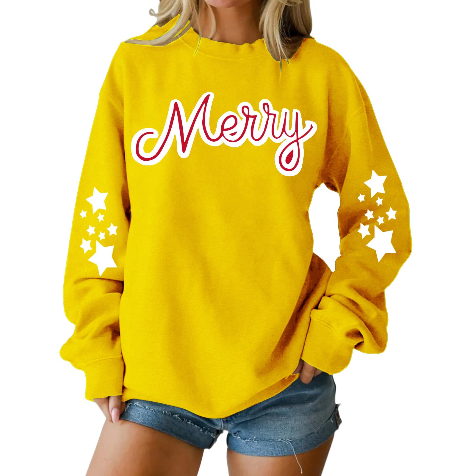 

Женский свободный удобный повседневный модный свитшот с круглым вырезом и длинными рукавами с принтом персонажей XL жёлтый