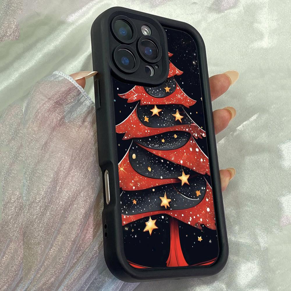 JT451 Red christmas Tree for iPhone 17 16 15 14 13 Pro Max Samsung S26 S25 Ultra A17 A07 A56 A16 Xiaomi 15T Redmi 15c 14C 13C Note 11 12 Soft Case