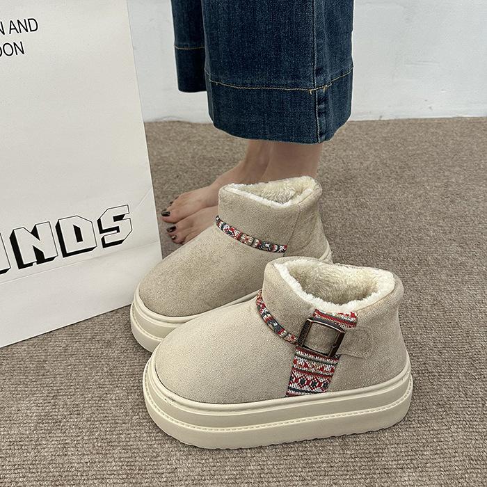 

Женские зимние теплые меховые полусапоги до середины икры на легкой толстой подошве, увеличивающие рост, с плюшевой подкладкой, нескользящие, повседневные спортивные хлопковые ботинки 40/41 абрикосовый