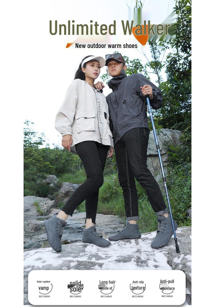 Unisex Outdoor Snow Boots: Velvet-Lined, Non-Slip, Wear-Resistant, Warm Winter Footwear for Men & Women