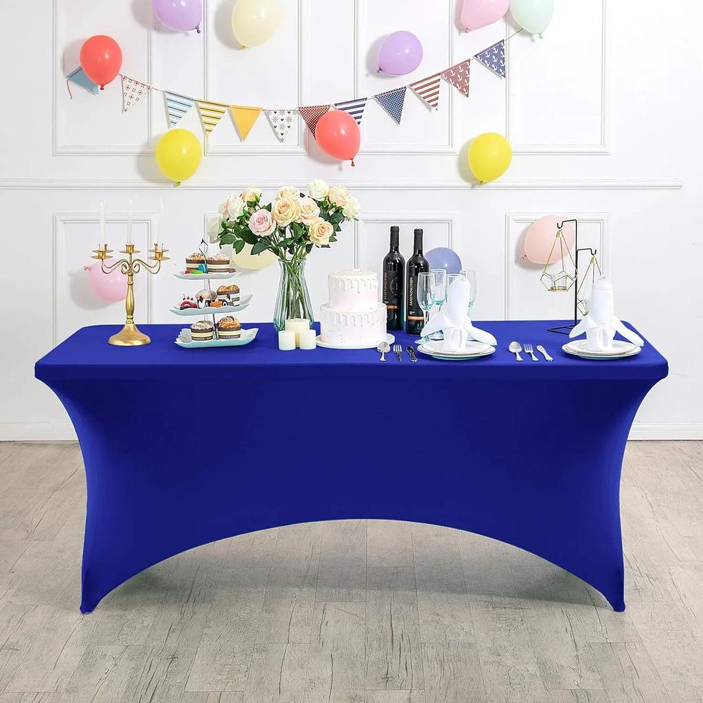2 Pcs Spandex Table Cover for Standard Folding Tables Universal Rectangle Fitted Tablecloth Protector Wedding Banquet and Party