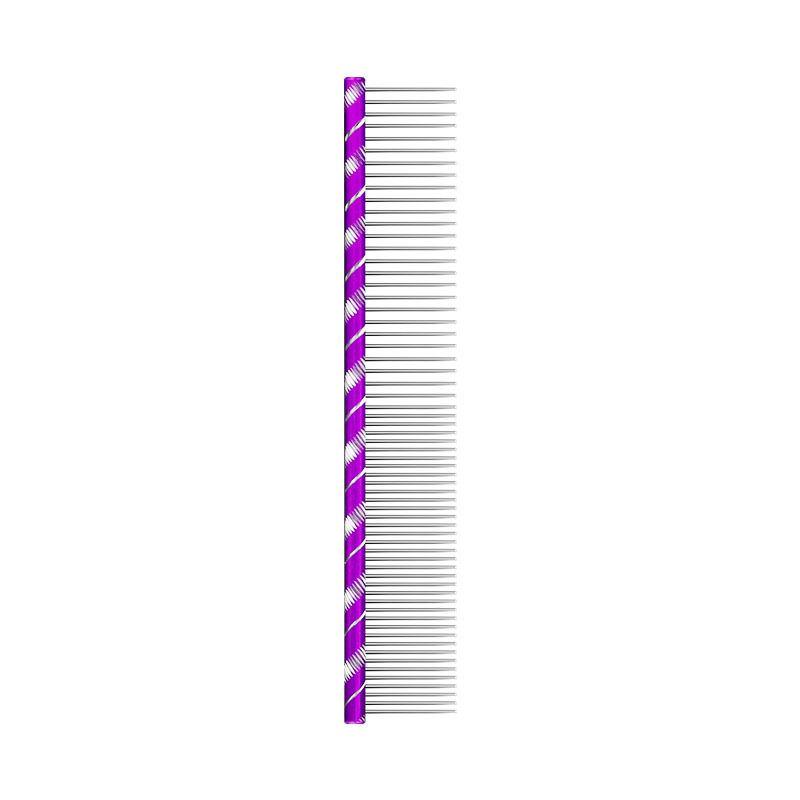 

16/19/20/25cm Pet Dog Comb Bright Multi-Colored Stripe Grooming Comb Stainless Steel Straight Comb For Dog Cat Grooming Toolts 16cm фіолетовий