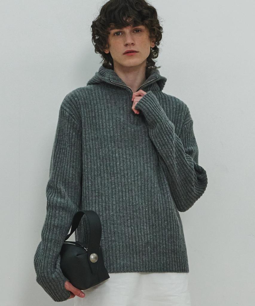 MOONSUN Unisex, Balaclava Knit Top / Gray