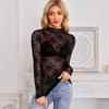 2025 European and American Slim Fit Lace Mesh Long Sleeve Top for Women