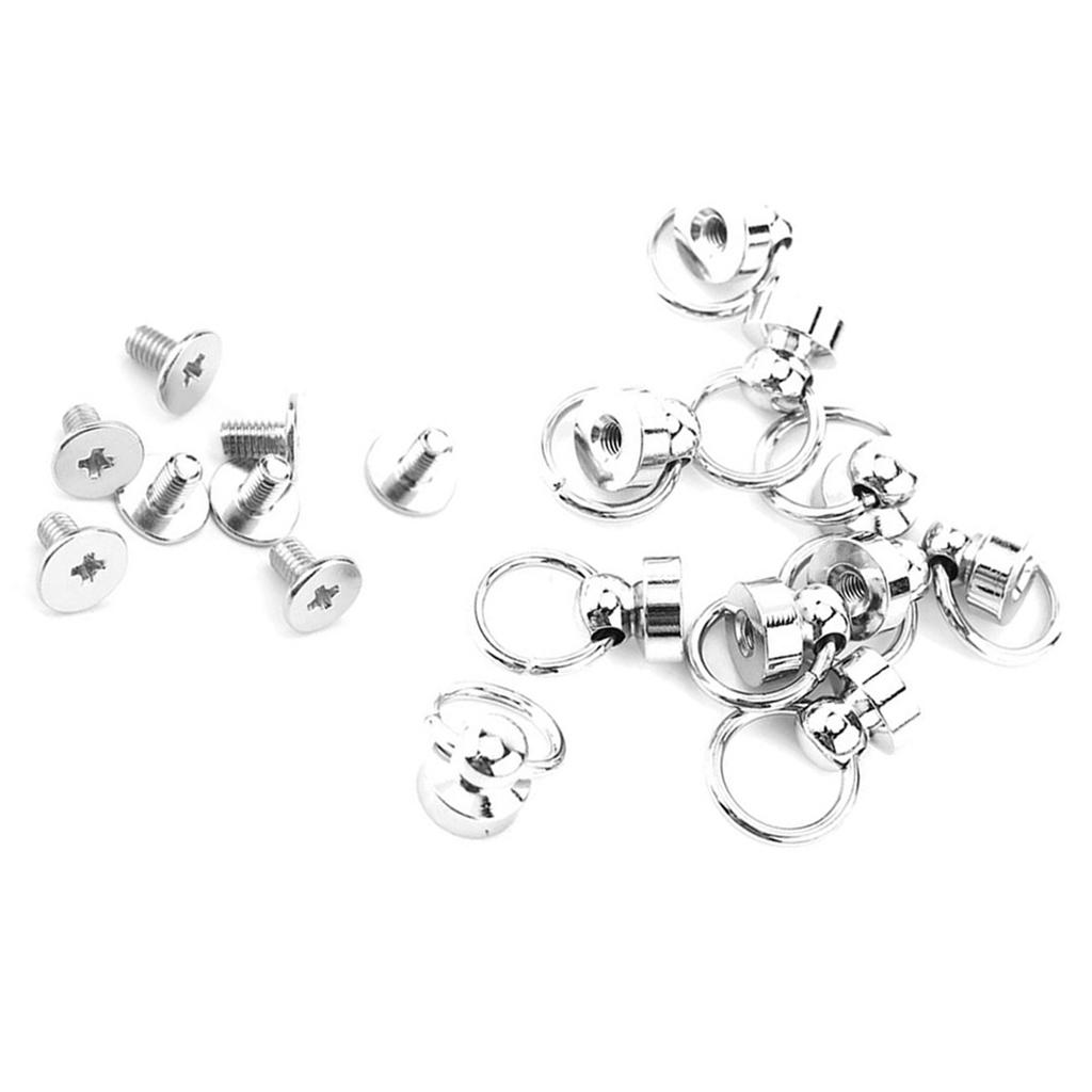 10pcs Brass Rivet Studs Screw Back Round Ring Head Leathercraft Parts