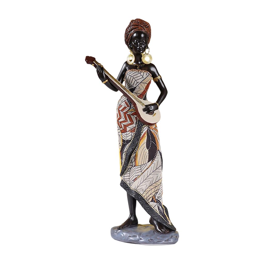 Stil Retro Statuie Femei Tribale Figurine Doamnă Africană Ornament Colecții Rășini Artizanat Artă pentru Desktop Living Room
