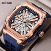 MEGIR Automatic Mechanical Watch for Men Skeleton Dial Waterproof Luminous Men's Sport Casual Wristwatch Clock Reloj Hombre 8607