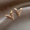 S925 Copper Needle Hypoallergenic Original Design V-shaped High-level Sense Of Simplicity And Compact Trendy Earring Zircon