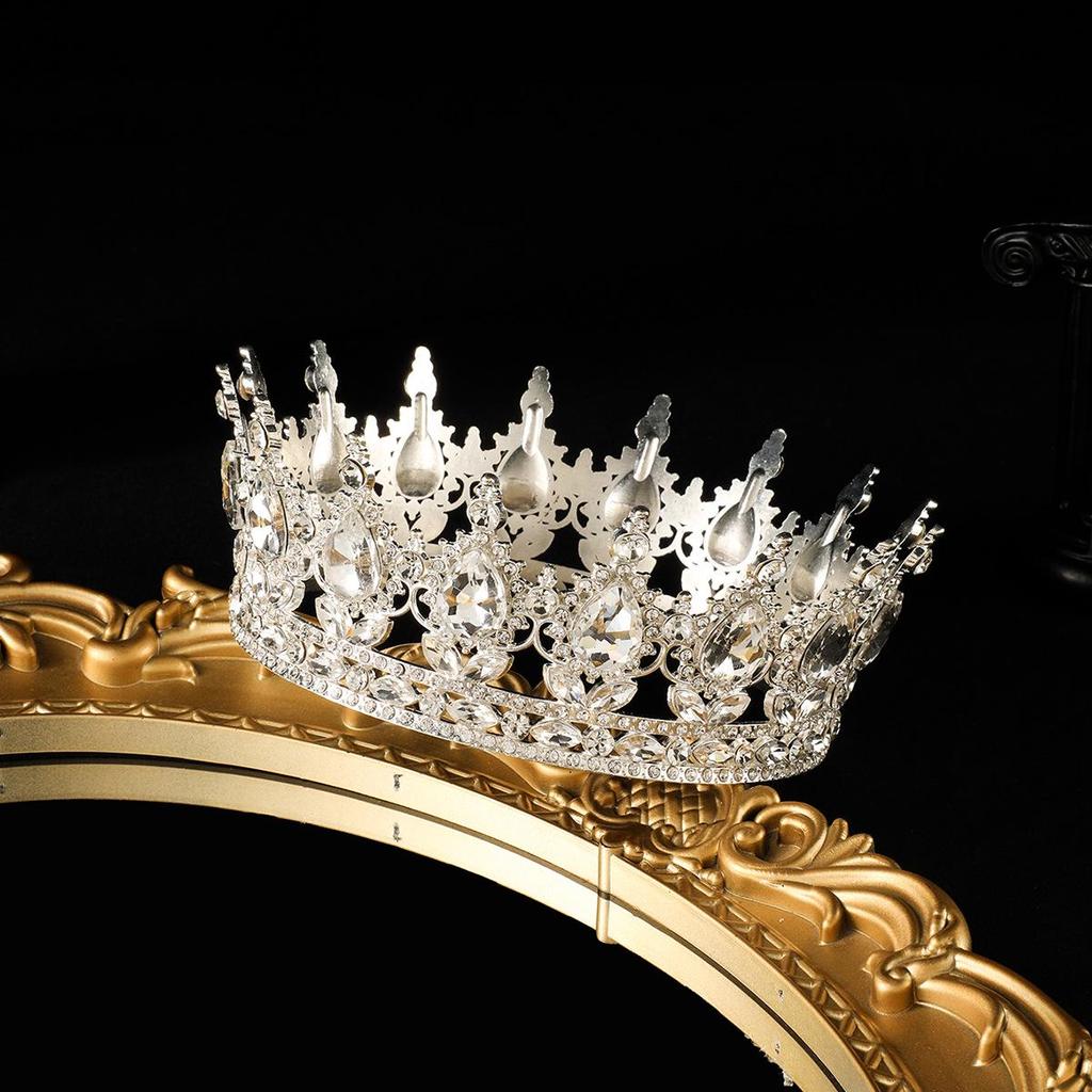 European-American Queen Crystal Alloy Round Crown Wedding Headdress