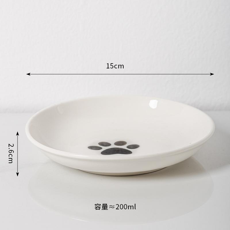 1pcs Ceramic Cat Food Bowl Wide Safe Pets Water Food Bowls Non Slip Shallow Dish for Kitten Puppy Food Water Feeding