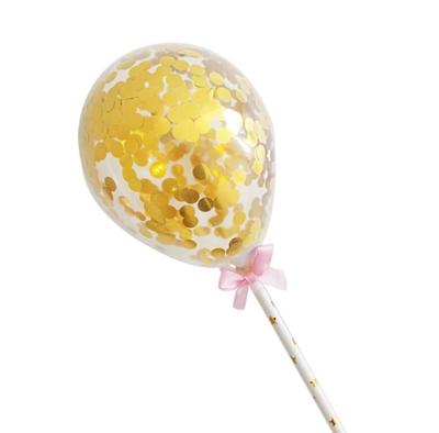 Balon Z Confetti Na Tort Złoty Topper