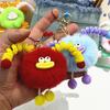 Schoolbag Accessories Sausage Mouth Creature Plush Keychain, Cartoon Fuzzy Ball Keyring Pendant, Stuffed Doll Toy Decorative Keychain for Handbags