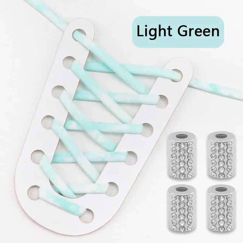 Elastic Round Printed Shoe Laces Diamond Metal Buckle No Tie Shoelaces Without Ties Shoelace for Sneakers Woman Man Shoestrings