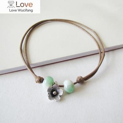 1 stk New Fashion Justerbare Enkle keramiske armbånd Ankles Kvinnelige Originale Håndvevde Mote Ankles Leaf Keramiske smykker 41 #