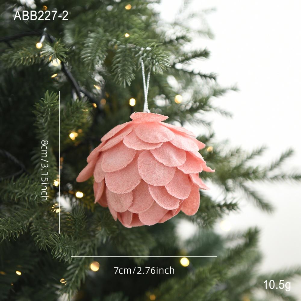 Christmas Tree Ornaments Colorful Glitter Petal Shape Balls Foam Snow Ball Sparkling Foam Flower Hanging Decorations for Tree