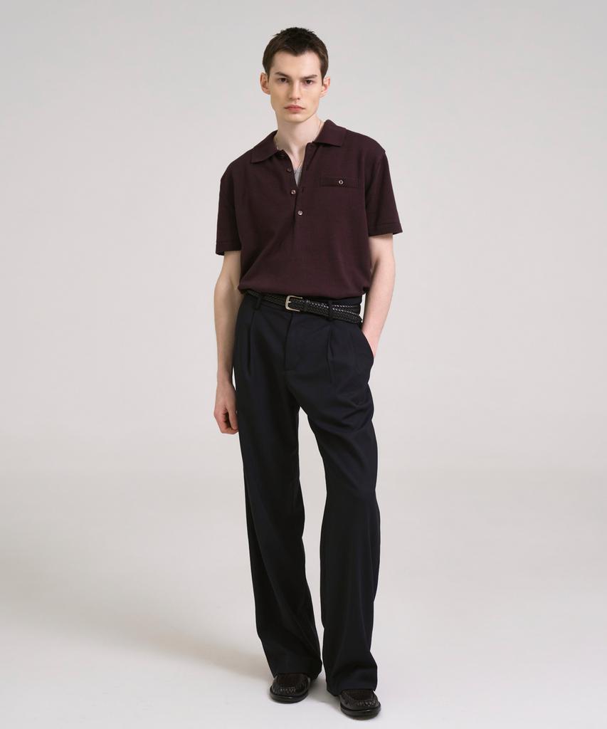SSIN AND LEE Nocturnal Wide Pleated Wool Slacks Navy