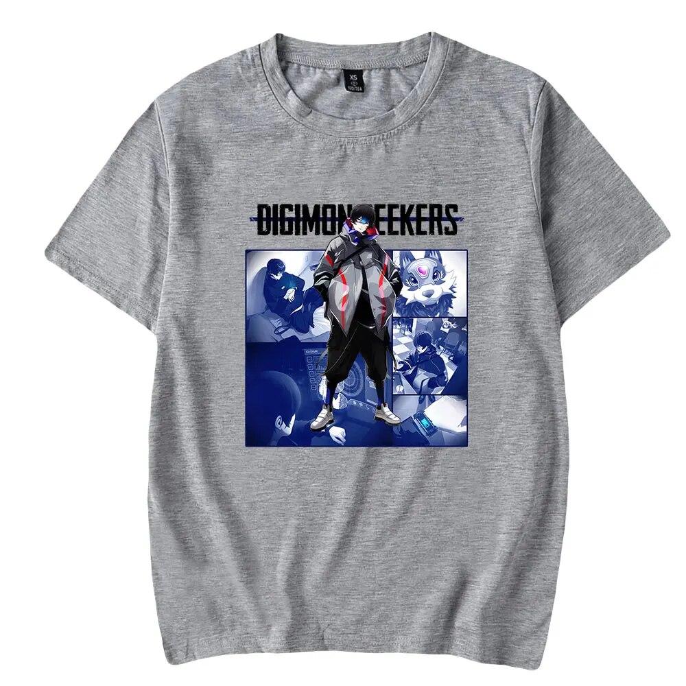 Digimon Adventure Anime 2023 Neues Digimon Seekers T-Shirt Crewneck Kurzarm T-Shirt Damen Unisex T-Shirt Harajuku Kleidung Unisex