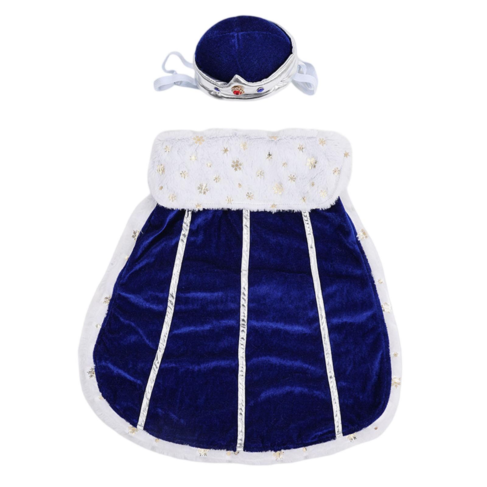 

Pet Couple Costume Matching Outfits For Dogs Cats Festive Holiday Dress Up Christmas Halloween Party Crown And Cape Set S синій