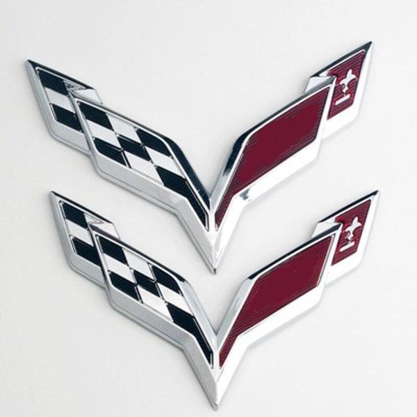 

2pcs 170 * 120MM Front Decal or 155 * 107MM Rear Decal ABS Car Sticker Car Exterior Products Suitable for Corvette 155*107mm серебряный