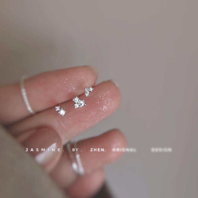 Sterling Silver Set of Bright Small Ear Studs Invisible Shiny Ear Bone Stud Ear-Caring Removal-Free before Sleep Earrings Female Earring Ear Bone Stud