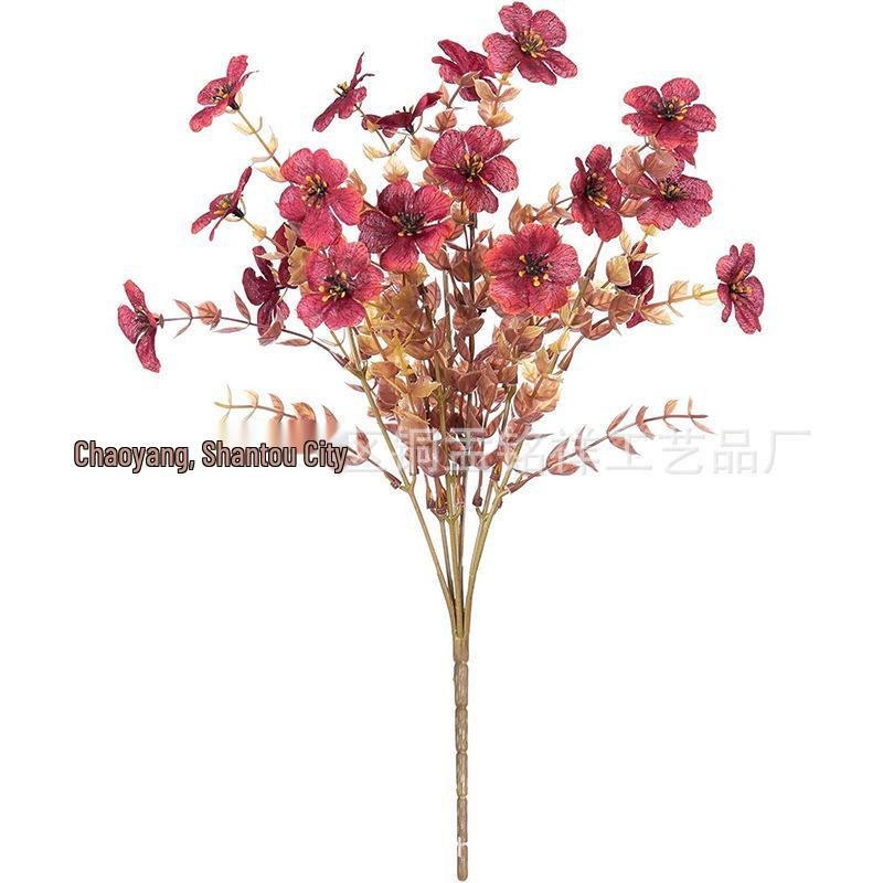 Autumn Violet 7-Fork Eucalyptus Artificial Silk Flower Decoration