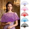 Vintage Lace Folding Fan Plastic Ribs Hand Held Fan Portable Summer Cooling Fan Wedding Dance Party Performance Props
