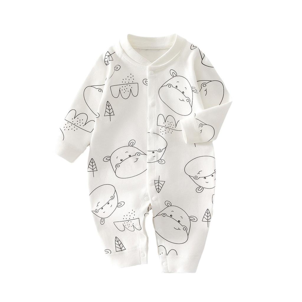 Newborn Baby Cotton Romper, Long Sleeve Infant One Piece Pajamas, Soft Spring Autumn Jumpsuit Crawling Suit