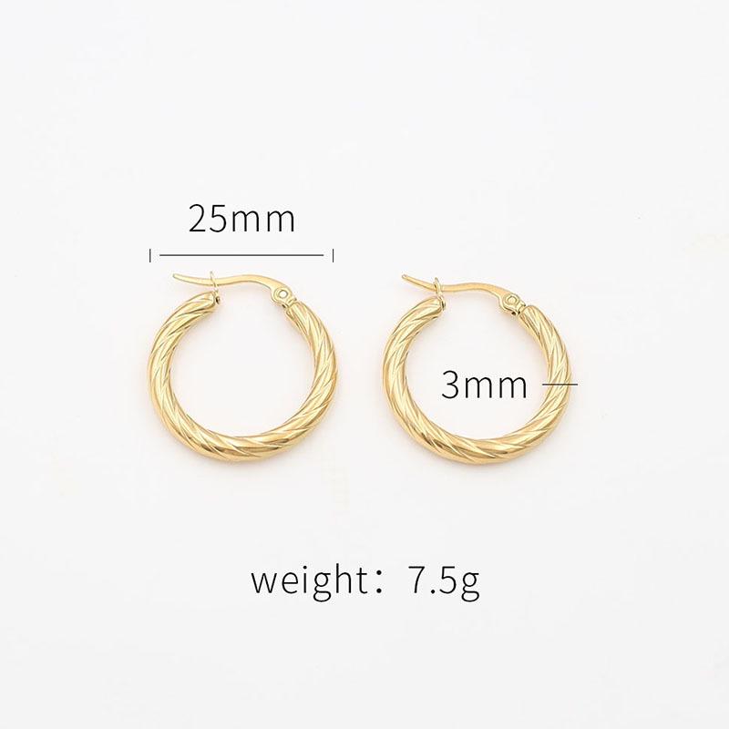 

Универсальные круглые серьги-полоски из титановой стали с 18-каратным золотым покрытием для женщин