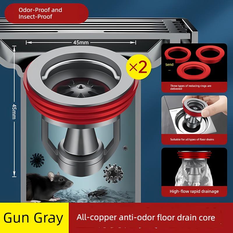 All-Copper Floor Drain Deodorizer for Bathroom, Universal Inner Core for Sewer Pipes, Anti-Odor Device, Sealing Non-Return Valve, Insect Prevention