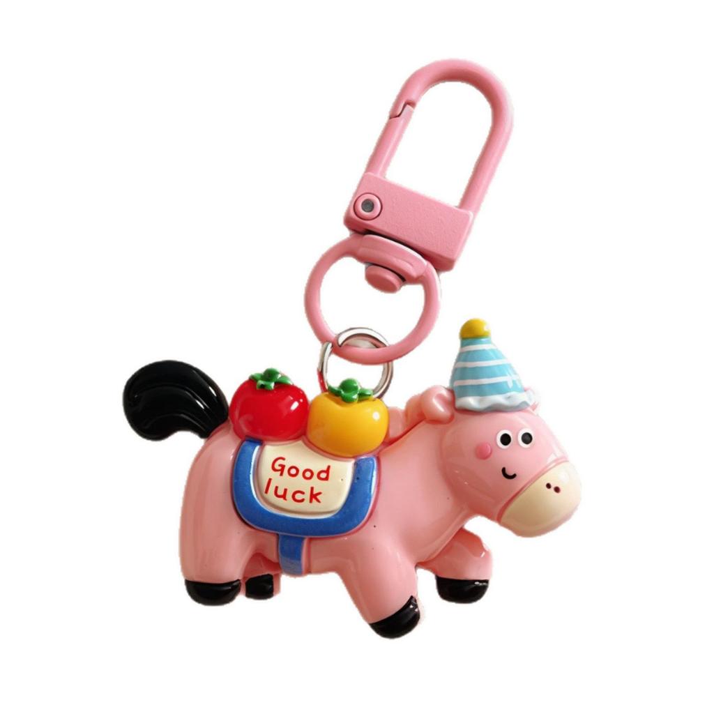 Cartoon Year of the Horse Lucky Keychain Pendant - Cute Bag Charm & Student Backpack Accessory