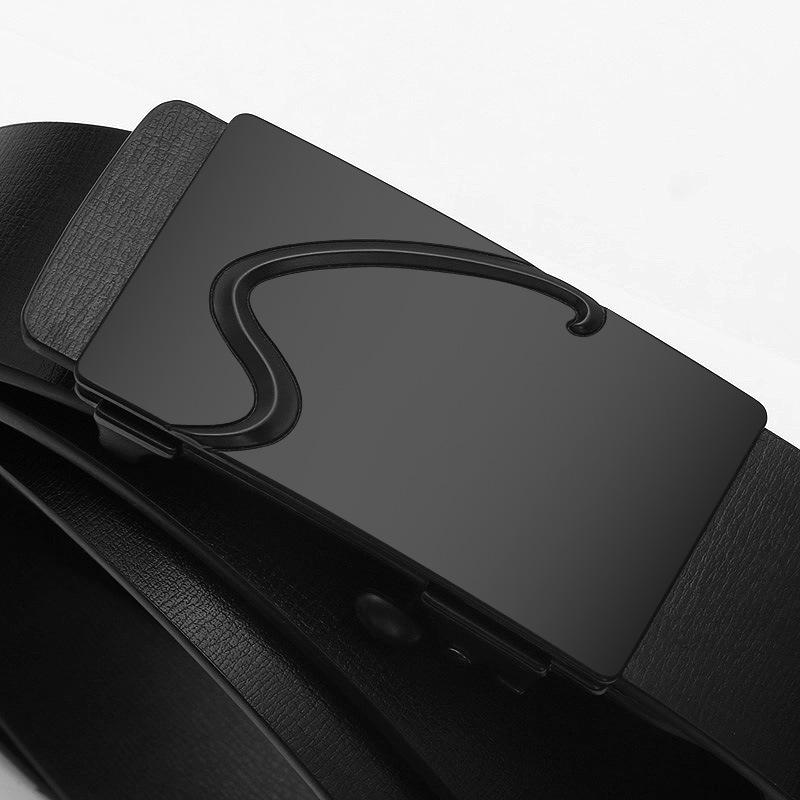 Men's Toothless and Hole free Automatic Buckle Belt Genuine Leather Belt Men's Korean Cowhide Belt