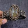 Natural Indian Moss Agate Gemstone Copper Wire Wrap Cuff Bangle Adjustable H8n74