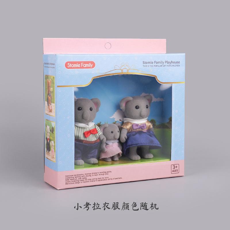 Cute Cartoon Simulation Animal Family Mini Rabbit Elephant Playing House Girl Toy Model Flocking Doll