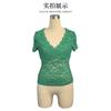 Damen V-Ausschnitt Spitze Patchwork Oberteil Europäischer Amerikanischer Stil Herbst Neu Taille Freigelegt Nabel Modische Lässige Kleidung