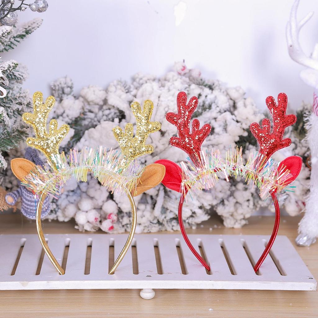Mingguan Holiday Glitter Antler Bell Headband - Christmas Party Hair Accessory