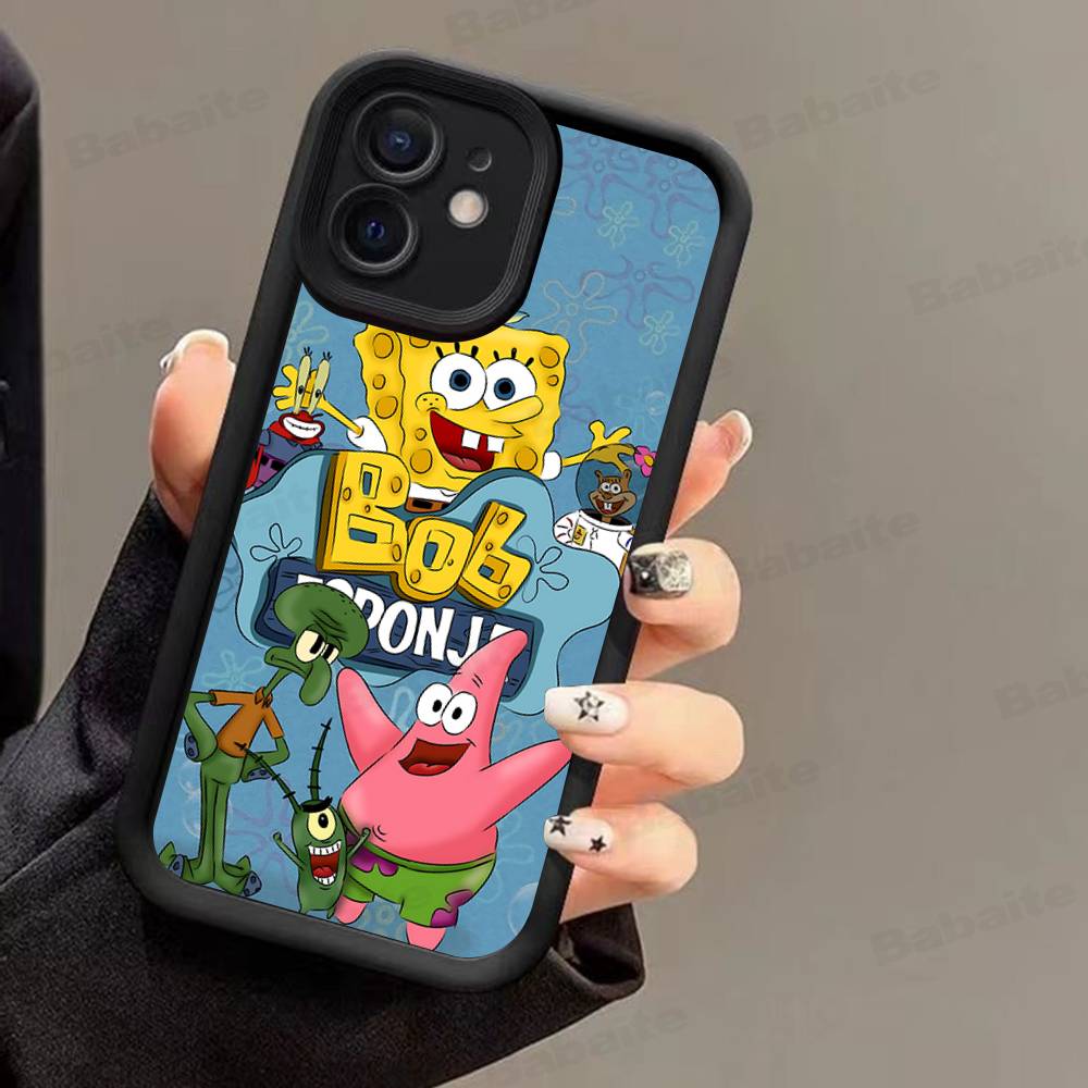 

Cartoon S-SpongeBob S-SquarePants Phone Case For IPhone 16 15 14 Plus 13 12 11 17 Pro Max Pro Soft Cover iPhone 17 Air