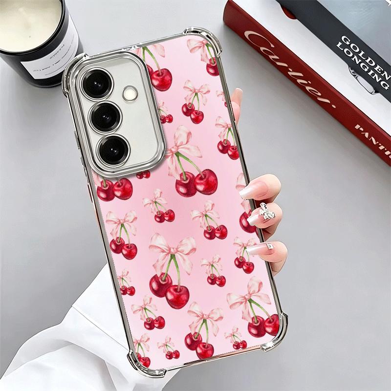 Cherry Bow Sweet Soft Phone Case For Samsung A17 A27 A07 A37 A57 A16 A56 A15 A55 A14 A54 A13 A53 A26 A36 A25 A35 A24 A34 A23 A33