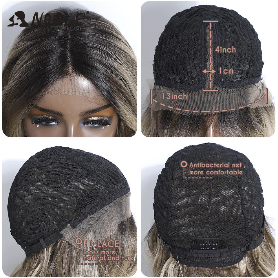 Noble Synthetic Lace Front Wigs 20 Inch Wavy Glueless Brown Wig Blonde Wig Cosplay Curly Wig Lace Front Wig For Women Lace Wig